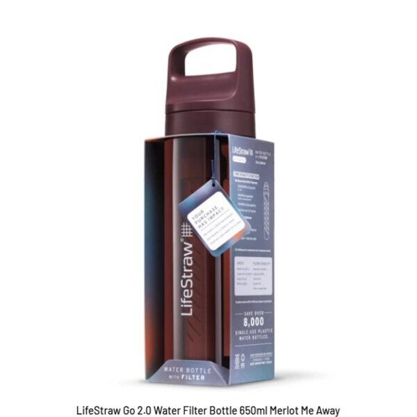 LifeStraw LifeStraw Go 2.0 Water Filter Bottle 650ml - Merlot