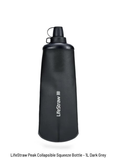 LifeStraw LifeStraw Peak Series Collapsible Squeeze Bottle - 1L - Dark Grey