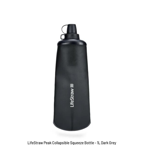 LifeStraw LifeStraw Peak Series Collapsible Squeeze Bottle - 1L - Dark Grey