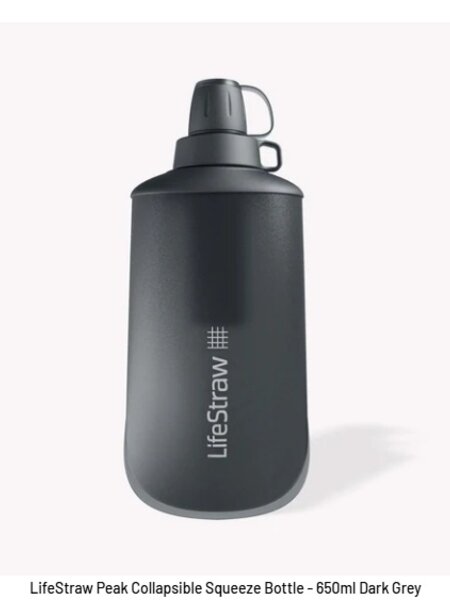 LifeStraw LifeStraw Peak Series Collapsible Squeeze Bottle - 650ml - Dark Grey