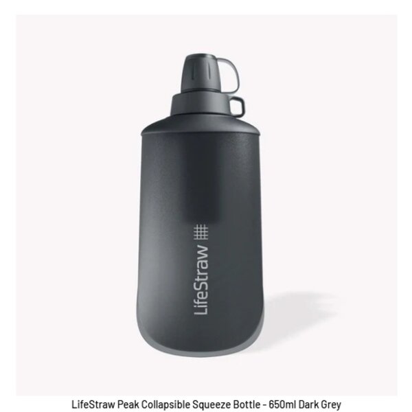 LifeStraw LifeStraw Peak Series Collapsible Squeeze Bottle - 650ml - Dark Grey