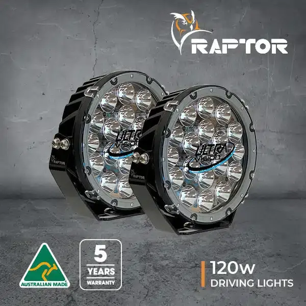 Ultravision Raptor 120W 9in LED Driving Lights - Pair (inc harness) 5700k