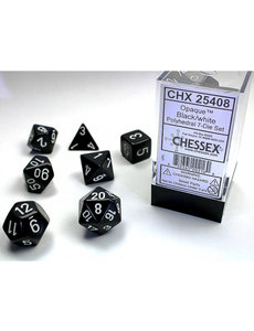 Chessex Opaque Black/white Polyhedral 7-Die Set