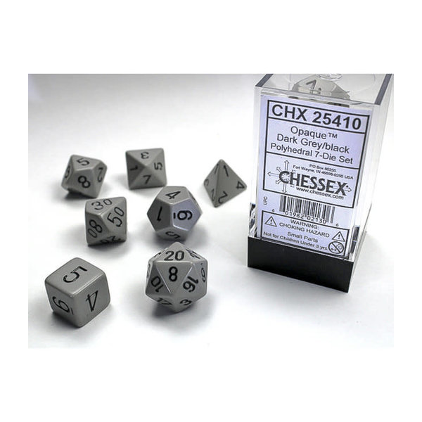 Chessex Opaque Dark Grey/black Polyhedral 7-Die Set