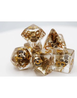 Foam Brain Silver Pirate Skull RPG Dice Set