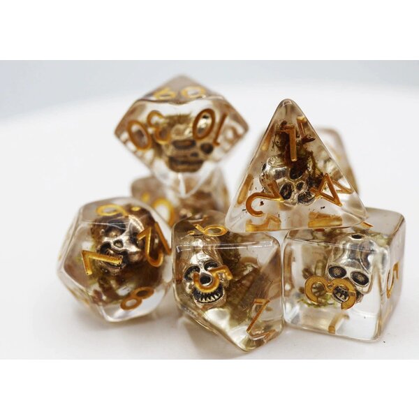 Foam Brain Silver Pirate Skull RPG Dice Set