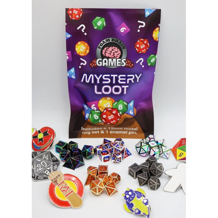 Foam Brain Epic Mystery Loot: Mini Metal RPG Set + Enamel Pin