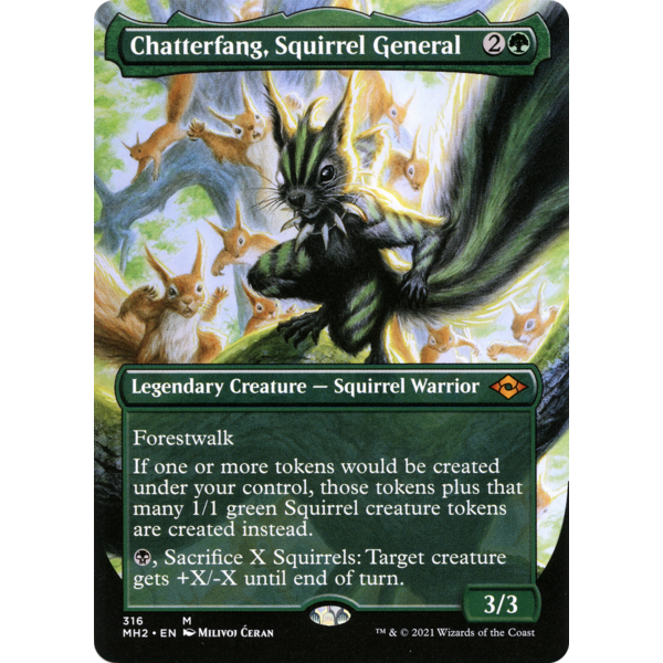 Magic: The Gathering Chatterfang, Squirrel General (Borderless) (316) Lightly Played Foil