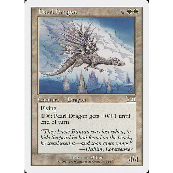 Magic: The Gathering Pearl Dragon (034) Moderately Played