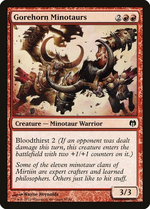 minotaur mtg cards Target (Fire Art) [Unstable] Spinehorn Minotaur has double strike. Spinehorn Minotaur