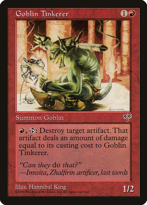 Magic: The Gathering Goblin Tinkerer (180) Heavily Played - Kingslayer Games Magic: The Gathering Goblin Tinkerer (180) Heavily Played - Kingslayer Games