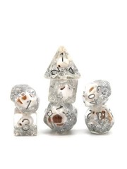 Foam Brain Skull and Silver Glitter RPG Dice Set