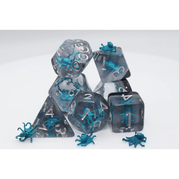 Foam Brain Teal Octopus RPG Dice Set