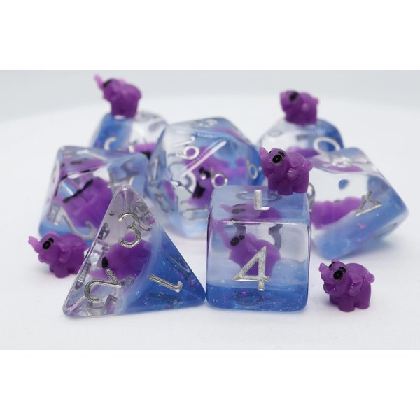 Foam Brain Purple Elephant RPG Dice Set