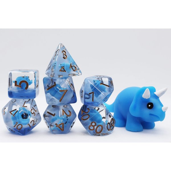 Foam Brain Blue Triceratops RPG Dice Set