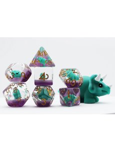 Foam Brain Green Triceratops RPG Dice Set