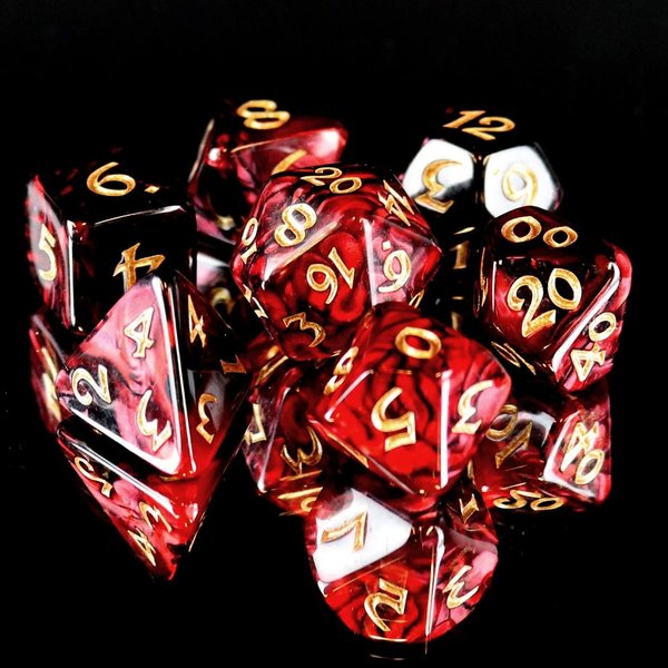 Die Hard Dice 7 Piece RPG Set - Elessia Kybr - Inquisitor with Gold