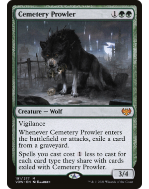 Magic: The Gathering Cemetery Prowler (191) Lightly Played