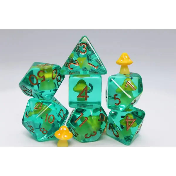 Foam Brain Yellow Mushroom RPG Dice Set