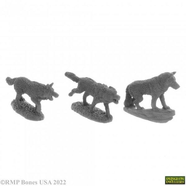 Reaper Miniatures Reaper 07038: Wolf Pack (3) Bones Plastic Miniature