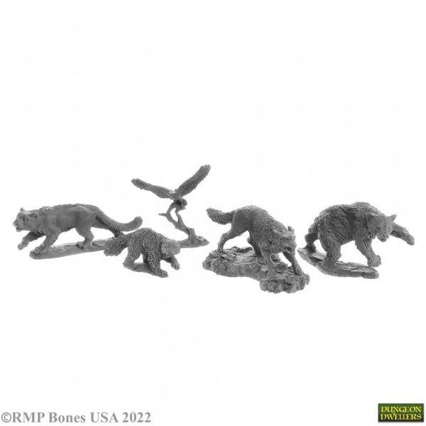 Reaper Miniatures Reaper 07040: Animal Companions (5) (77216) Bones Plastic Miniature