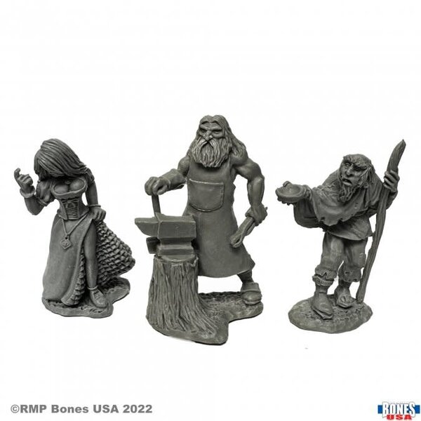 Reaper Miniatures Reaper 30087: Townsfolk (Strumpet Blacksmith Begger) Bones Plastic Miniature