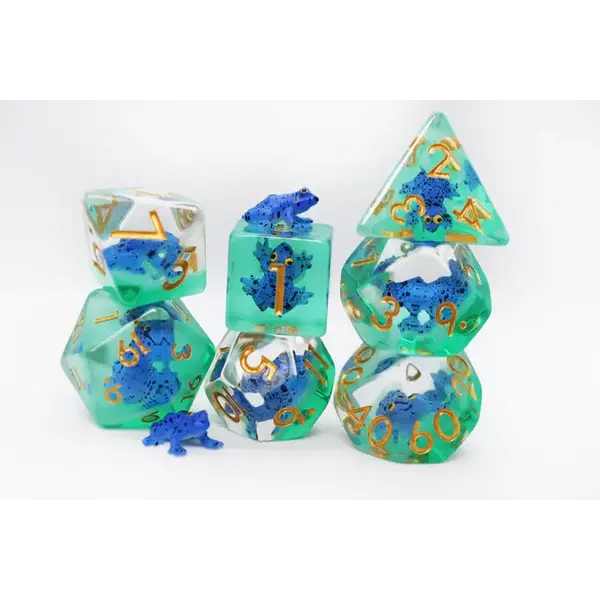 Foam Brain Dark Blue Frog RPG Dice Set