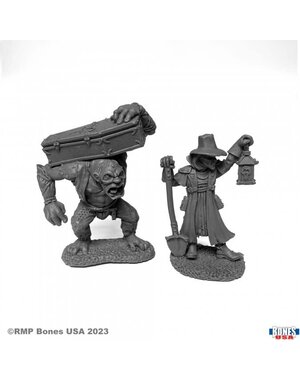 Reaper Miniatures Reaper 30113: Townsfolk: Gravedigger and Henchman Bones Plastic Miniature