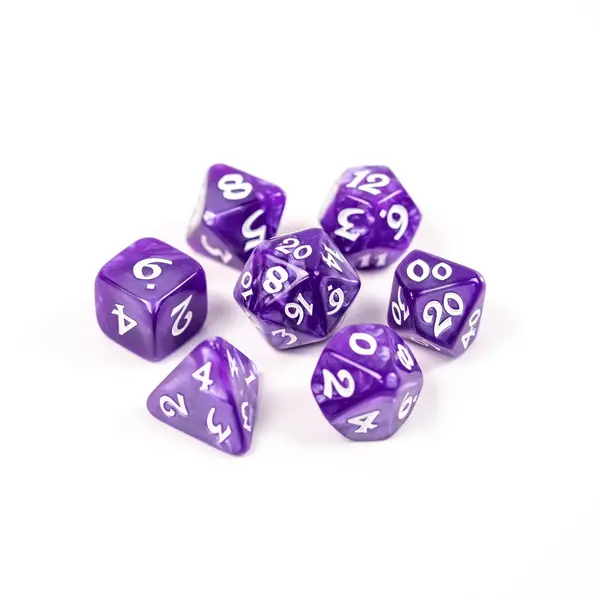Die Hard Dice 7pc RPG Set - Elessia Essentials - Purple with White