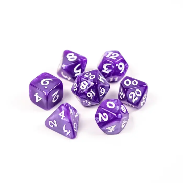 Die Hard Dice 7pc RPG Set - Elessia Essentials - Purple with White