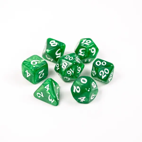 Die Hard Dice 7pc RPG Set - Elessia Essentials - Green with White