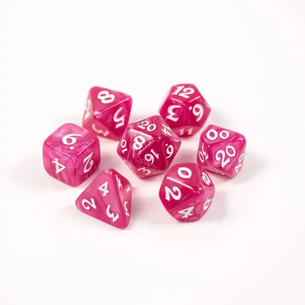 Die Hard Dice 7pc RPG Set - Elessia Essentials - Pink with White