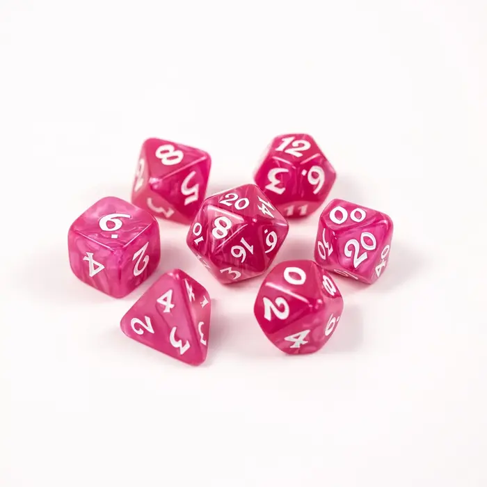 Die Hard Dice 7pc RPG Set - Elessia Essentials - Pink with White