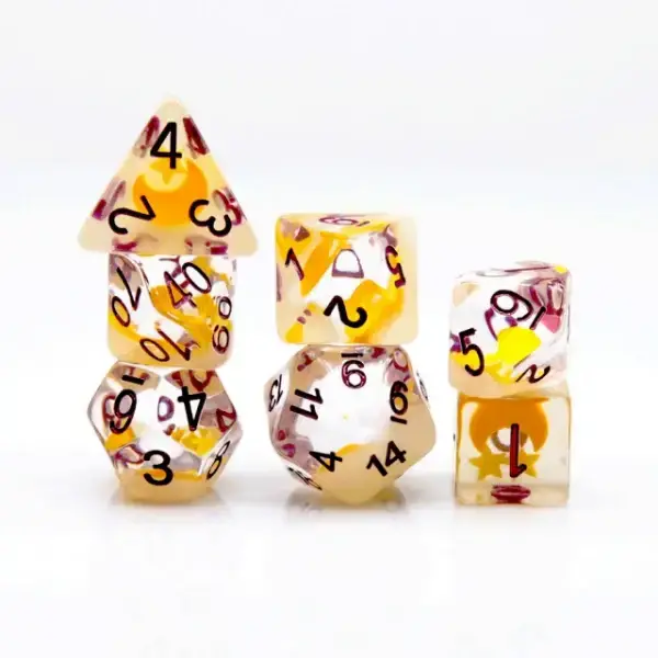 Foam Brain Glow in the Dark Moon and Star RPG Dice Set