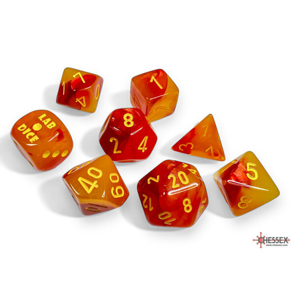 Chessex Lab Dice Gellow-Red/yellow Polyhedral Luminary 7-Dice Set