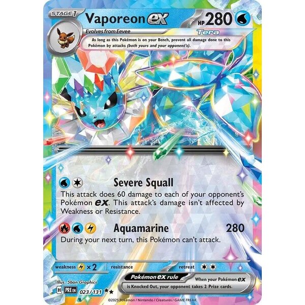 Pokemon Vaporeon EX  (023)  Lightly Played Holofoil