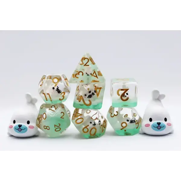 Foam Brain White Seal RPG Dice Set