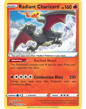 Pokemon Radiant Charizard (020) Lightly Played Holofoil