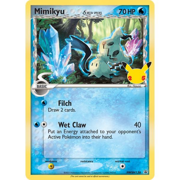 Pokemon Mimikyu (Delta Species) (SWSH136) Lightly Played Foil