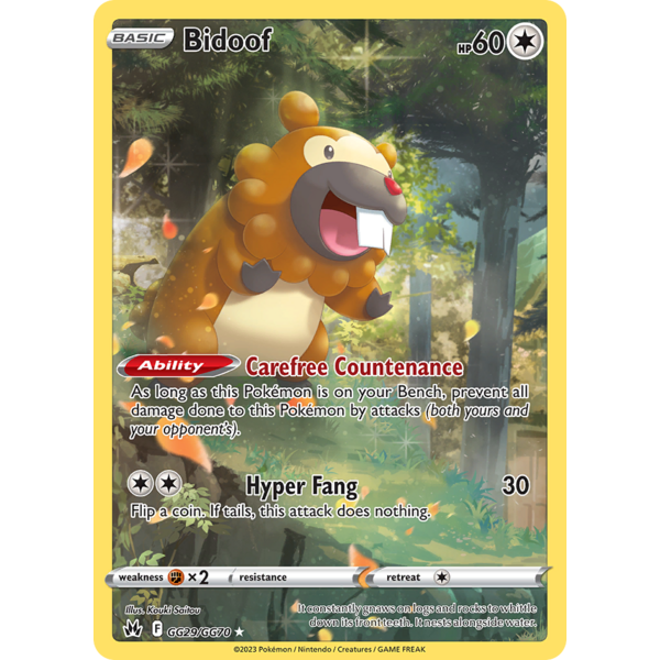 Pokemon Bidoof (GG29) Lightly Played Holofoil