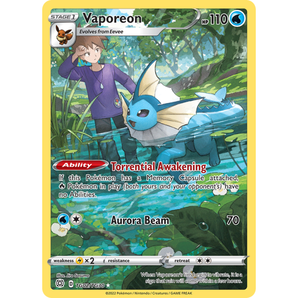 Pokemon Vaporeon (TG02) Lightly Played Holofoil