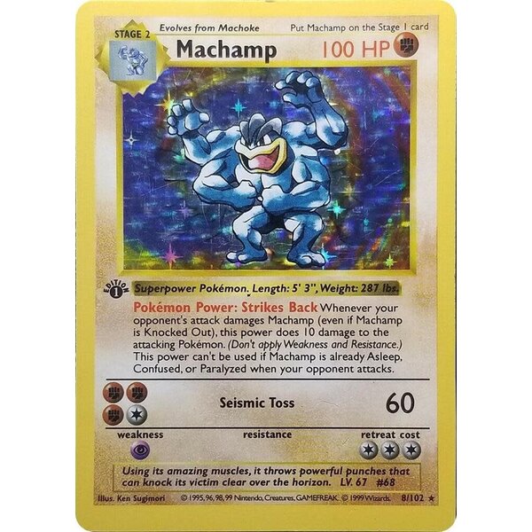 Pokemon Machamp  (Shadowless) (008) (1st Edition) Damaged