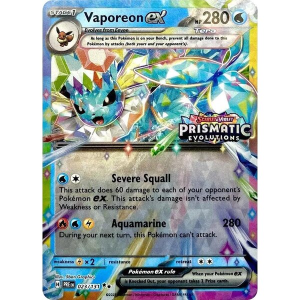 Pokemon Vaporeon EX  (Prismatic Evolutions Stamp) (023)  Lightly Played Holofoil