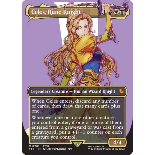 Magic: The Gathering Celes, Rune Knight (Borderless) (201) Near Mint Foil