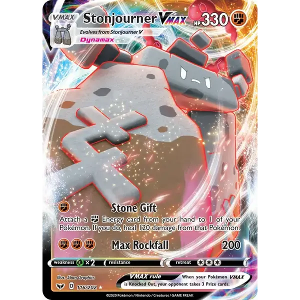 Pokemon Stonjourner VMAX (116) Lightly Played Holofoil