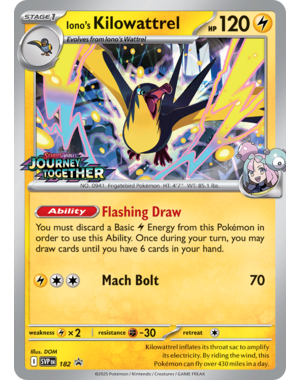 Pokemon Iono's Kilowattrel (Prerelease) (182) Lightly Played Holofoil