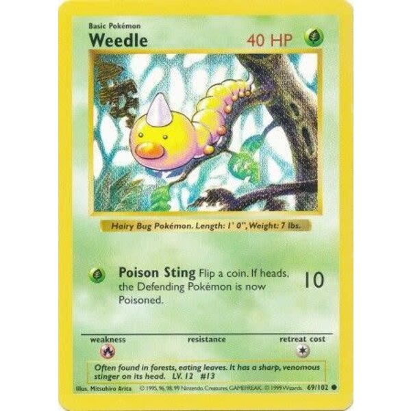 Pokemon Weedle (Shadowless) (069) UNL Lightly Played