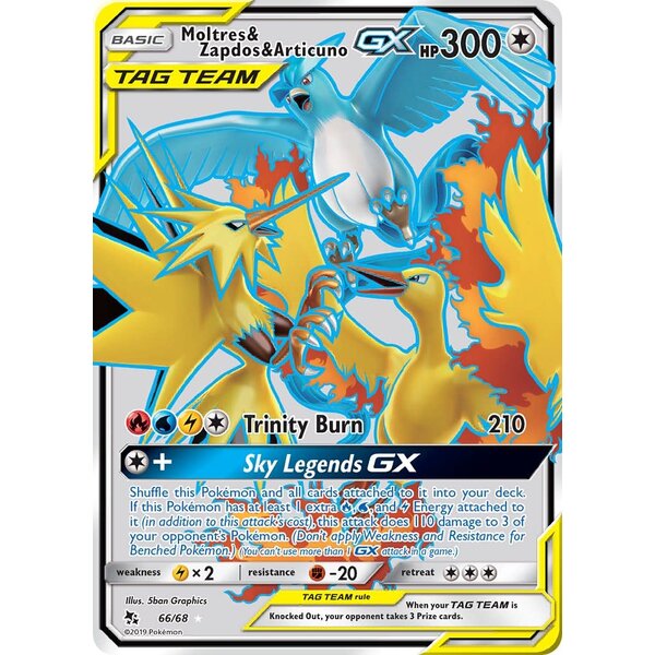 Pokemon Moltres & Zapdos & Articuno GX (Full Art) (066) Lightly Played