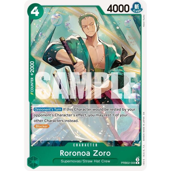 Bandai Roronoa Zoro (PRB02-006) Lightly Played