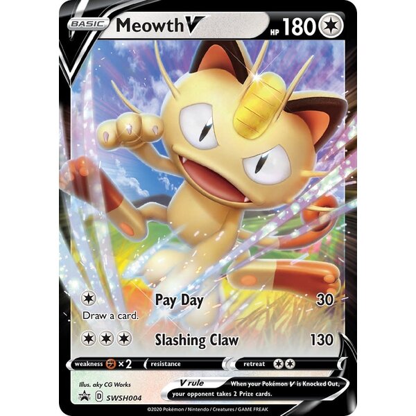Pokemon Meowth V (SWSH004) Lightly Played Holofoil